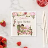 ガーデンベビーシャワーベッドバラガールピンクアイボリー スタンダードカクテルナプキン (インサイチュ)