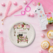 ガーデンベビーシャワーベッドバラガールピンクアイボリー ペーパープレート (パーティー)