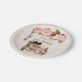 ガーデンベビーシャワーベッドバラガールピンクアイボリー ペーパープレート (アングル)