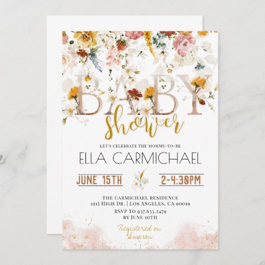 ガーデンベビーシャワー招待状 招待状 (正面/裏面)