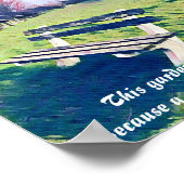 ガーデンベンチ引用文ブルーオータムスカイ抽象芸術アート ポスター (角)