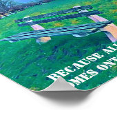 ガーデンベンチ引用文ブルーオータムスカイ秋ツリーズアート ポスター (角)