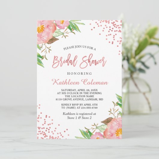 ガーデンボタニカルフローラ水玉模様ブライダルシャワー 招待状 (スタンド正面)