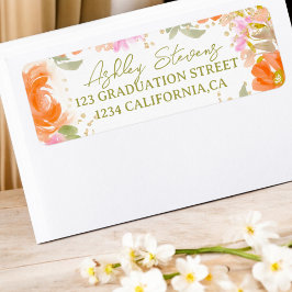 ガーデンボホオレンジワイルドフラワー卒業 ラベル