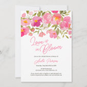 ガーデンボーフローラピンクスクリプトシックブライダルシャワー 招待状 (正面)