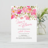 ガーデンボーフローラピンクスクリプトシックブライダルシャワー 招待状 (スタンド正面)