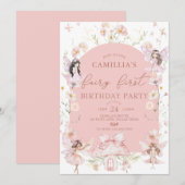 ガーデンボーホアーチエンチャントフェアリーファースト誕生日 招待状 (正面/裏面)