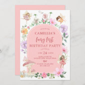 ガーデンボーホアーチエンチャントフェアリーファースト誕生日 招待状 (正面/裏面)