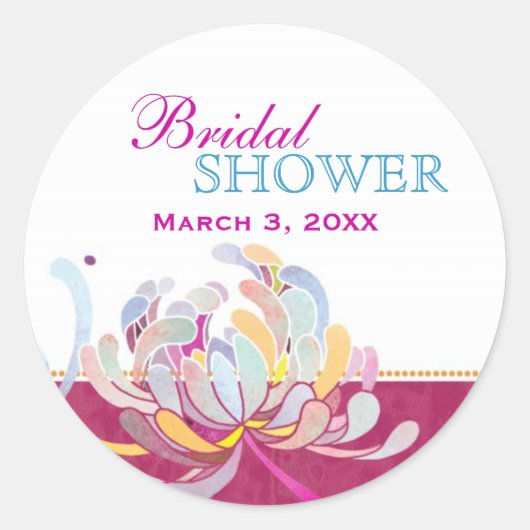 ガーデンムームホットピンクブライダルシャワー ラウンドシール (正面)