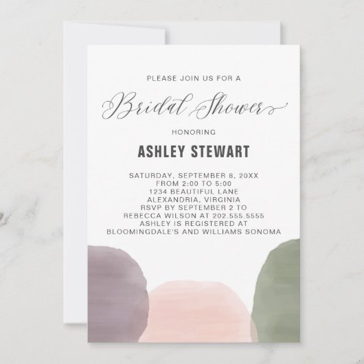 ガーデンモダンウォーターカラーブライダルシャワー招待 招待状 (正面)