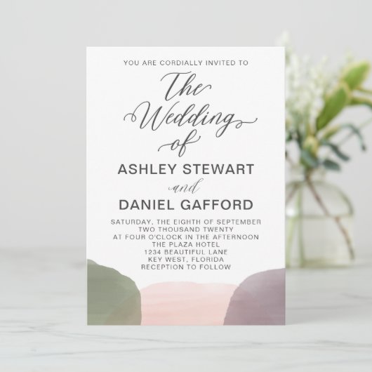 ガーデンモダンウォーターカラー結婚式招待状 招待状 (スタンド正面)