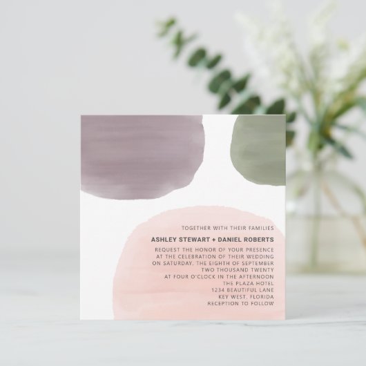 ガーデンモダンウォーターカラー結婚式招待状 招待状 (スタンド正面)