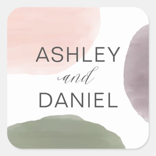 ガーデンモダンウォーター結婚カラーのステッカー スクエアシール (正面)