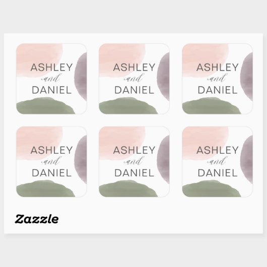 ガーデンモダンウォーター結婚カラーのステッカー スクエアシール (シート)