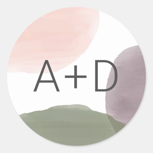 ガーデンモダンウォーター色の封筒用シール結婚、 ラウンドシール (正面)