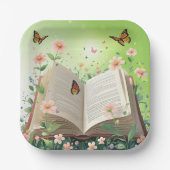 ガーデンモダンストーリーブックフローラベビーシャワー ペーパープレート (正面)