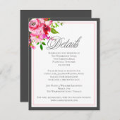 ガーデンモダンフラワー結婚ズ詳細グレー エンクロージャーカード (正面/裏面)