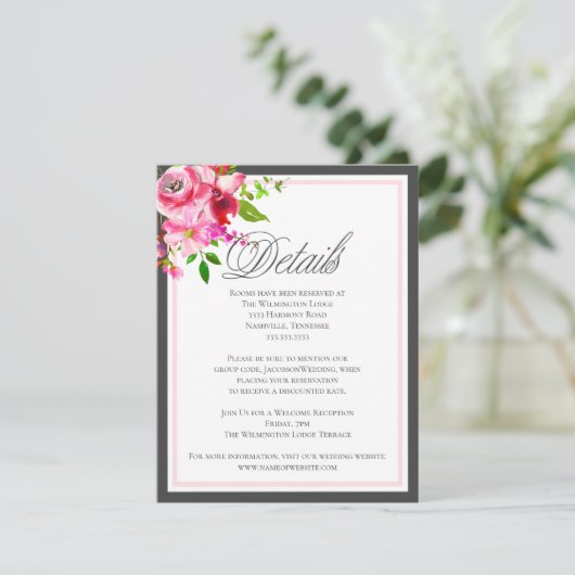 ガーデンモダンフラワー結婚ズ詳細グレー エンクロージャーカード (スタンド正面)