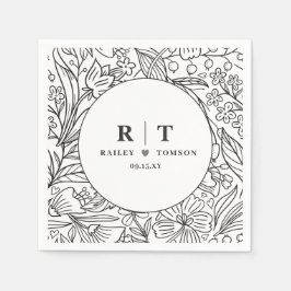 ガーデンモダンフローラエレガント婚約パーティ スタンダードカクテルナプキン