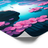 ガーデンモダン日本のさくらんぼ花ズアート ポスター (角)