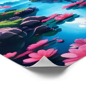 ガーデンモダン日本のさくらんぼ花ズアート ポスター (角)