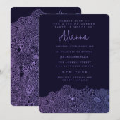 ガーデンユニークシーンアーティストバースデーパーティパープル 招待状 (正面/裏面)