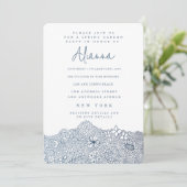 ガーデンユニークシーンアーティスト誕生日ネイビーブルー 招待状 (スタンド正面)