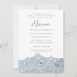 ガーデンユニークシーンアーティスト誕生日ネイビーブルー 招待状