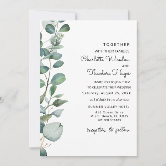 ガーデンユーカリプトゥス&グリーンリー結婚式招待状 セーブザデート (正面)