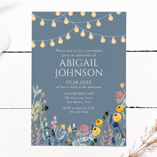 ガーデンライトとワイルドフラワーリタイアメントパーティー 招待状