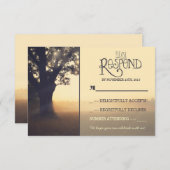 ガーデンライトの木の rustic ウェディング RSVP (正面/裏面)