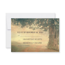 ガーデンライトツリー素朴な古い結婚式RSVPカード