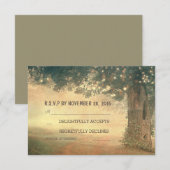 ガーデンライトツリー素朴な古い結婚式RSVPカード 出欠カード (正面/裏面)