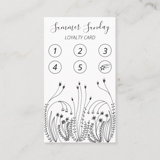 ガーデンラインアートフローリスト植物ワイルドフラワーアイコン ロイヤリティカード (正面)