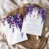 ガーデンラベンダーウォーターカラーフローラエレガントな結婚式 招待状