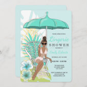 ガーデンランジェリーシャワー アフリカ系アメリカ人花嫁 招待状 (正面/裏面)