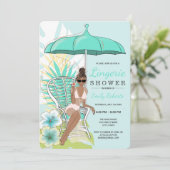 ガーデンランジェリーシャワー アフリカ系アメリカ人花嫁 招待状 (スタンド正面)