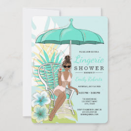 ガーデンランジェリーシャワー アフリカ系アメリカ人花嫁 招待状