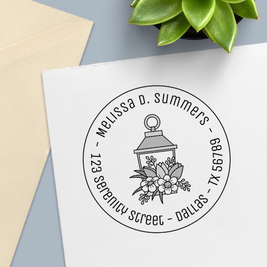 ガーデンランタンフラワーラウンドアドレス1 セルフインキングスタンプ