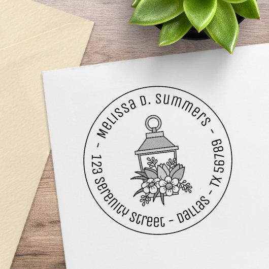 ガーデンランタンフラワーラウンドアドレス3 ラバースタンプ