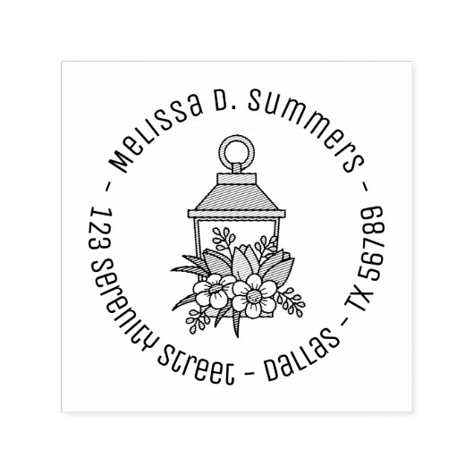 ガーデンランタンフラワーラウンドアドレス4 セルフインキングスタンプ (デザイン)
