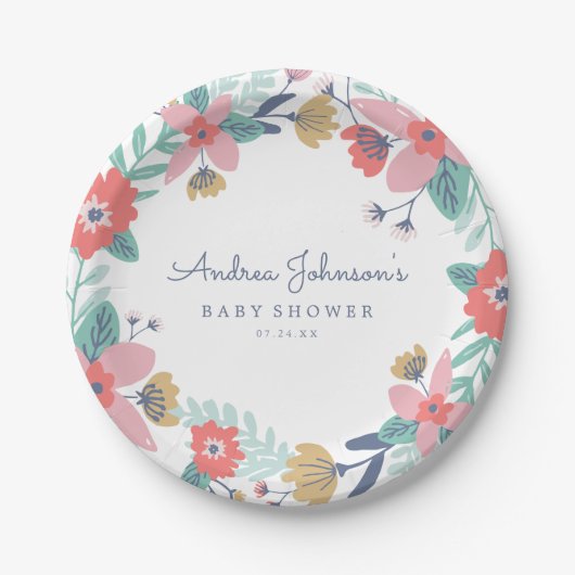 ガーデンリースベビーシャワー ペーパープレート (正面)