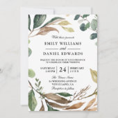 ガーデンリーフリースエレガント秋または春の結婚式 招待状 (正面)