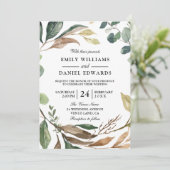 ガーデンリーフリースエレガント秋または春の結婚式 招待状 (スタンド正面)