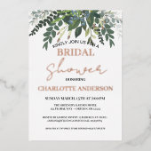 ガーデンリーフ自然緑ブライダルシャワー金ゴールド 箔招待状 (正面)