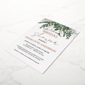 ガーデンリーフ自然緑ブライダルシャワー金ゴールド 箔招待状 (回転した状態)