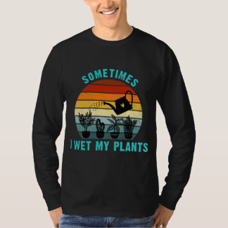ガーデンレトロジョウロ ジョークTシャツ 時々植物を濡らす Tシャツ