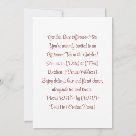 ガーデンレースアフタヌーンティー | フローラチャーム 招待状 (裏面)