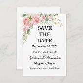 ガーデンローズピンクウェディング セーブザデート (正面/裏面)