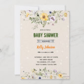 ガーデンワイルドフラワーシャワー誕生日の招待状 招待状 (正面)